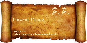 Pascus Piusz névjegykártya